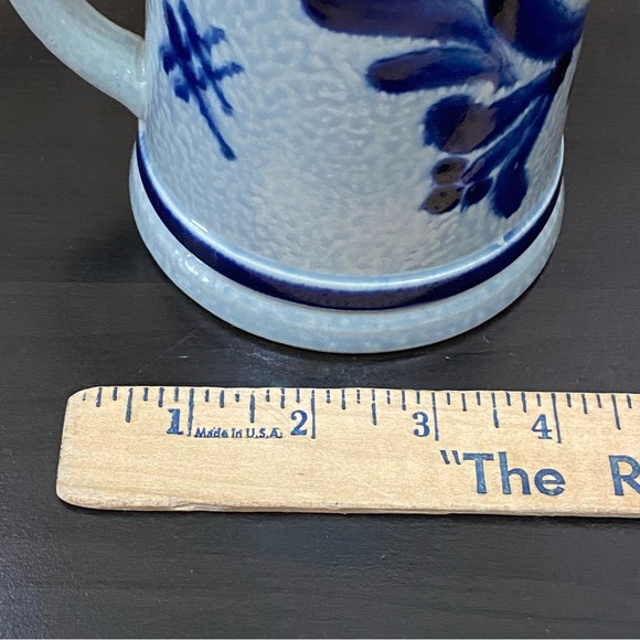 Vintage REIN ZINN 0.5L Blue & White German Stoneware Beer Stein Pewter Mug - Picture 9 of 14